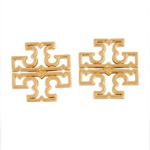 Tory Burch Gold Logo Britten Jewelry Preppy New Stud Earrings​- Size Small